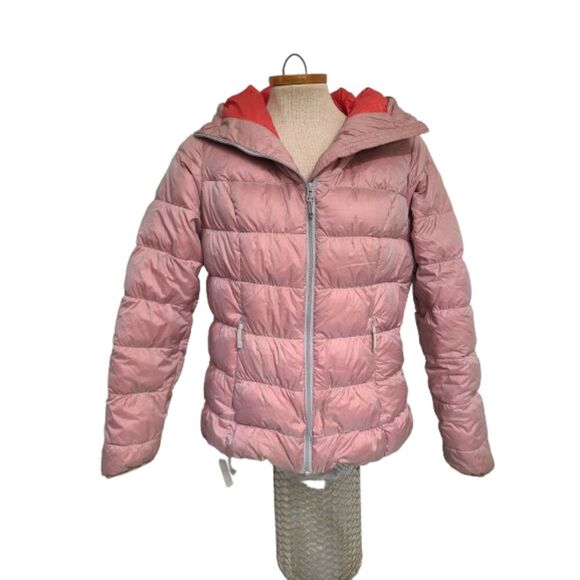 Eddie Bauer Goose Down 550 Pink Red Puffer Coat SMALL Petite Ski Winter Snow S - Picture 1 of 8